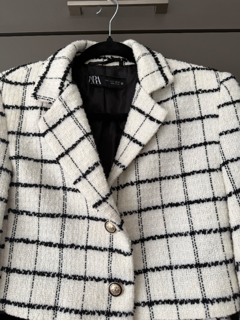 ZARA Tweed Blazer & Shorts Matching Set – Black & White Size XS - Picture 3 of 16
